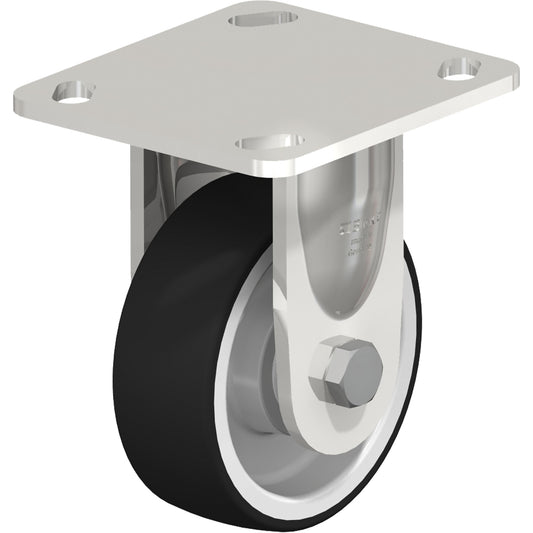 Caster, Rigid, 4" (101.6 mm), Rubber, 330 lbs. (150 kg.)