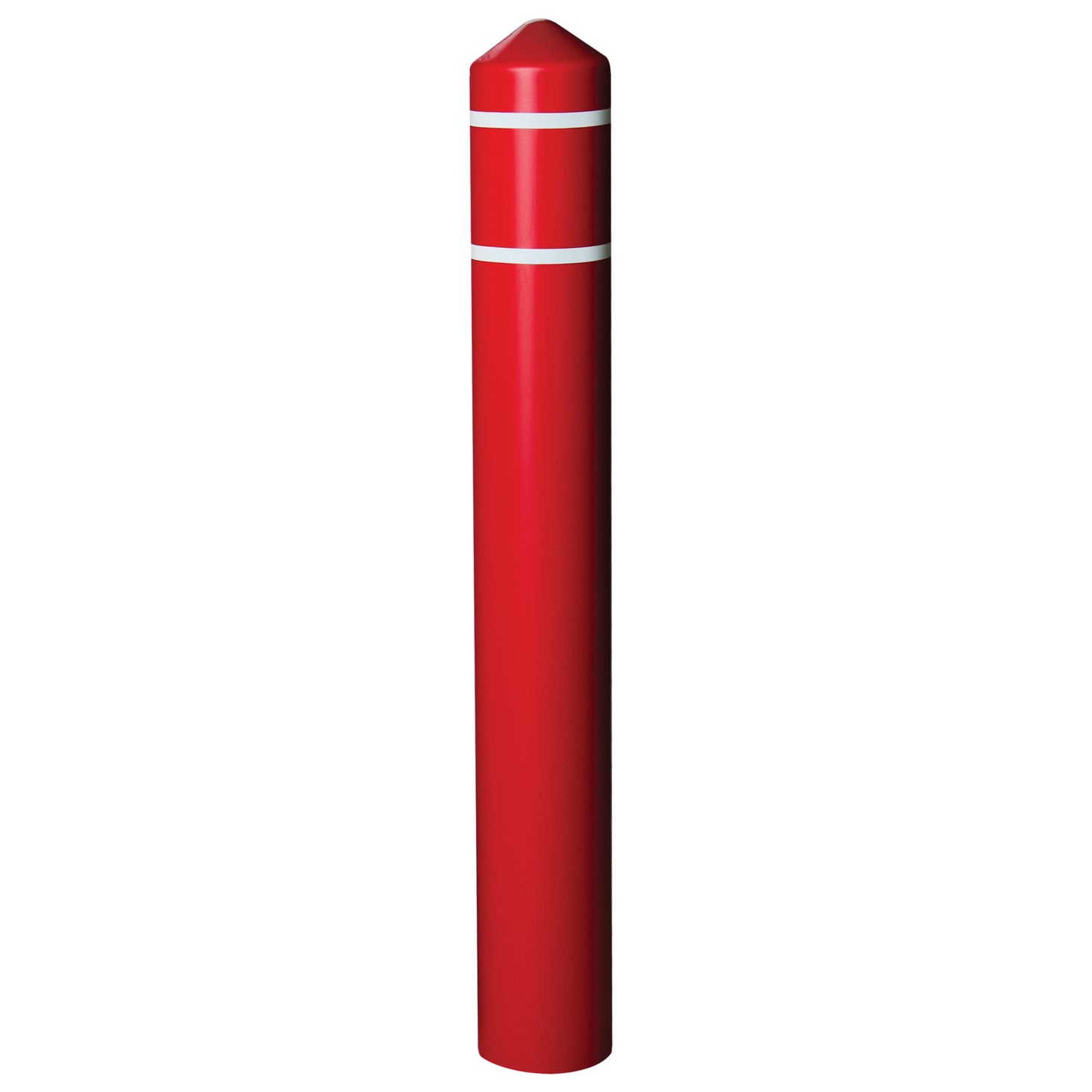 Smooth Bollard Cover With Reflective Stripes, 4" Dia. x 56" L, Red