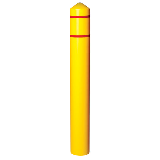Smooth Bollard Cover With Reflective Stripes, 8" Dia. x 56" L, Yellow