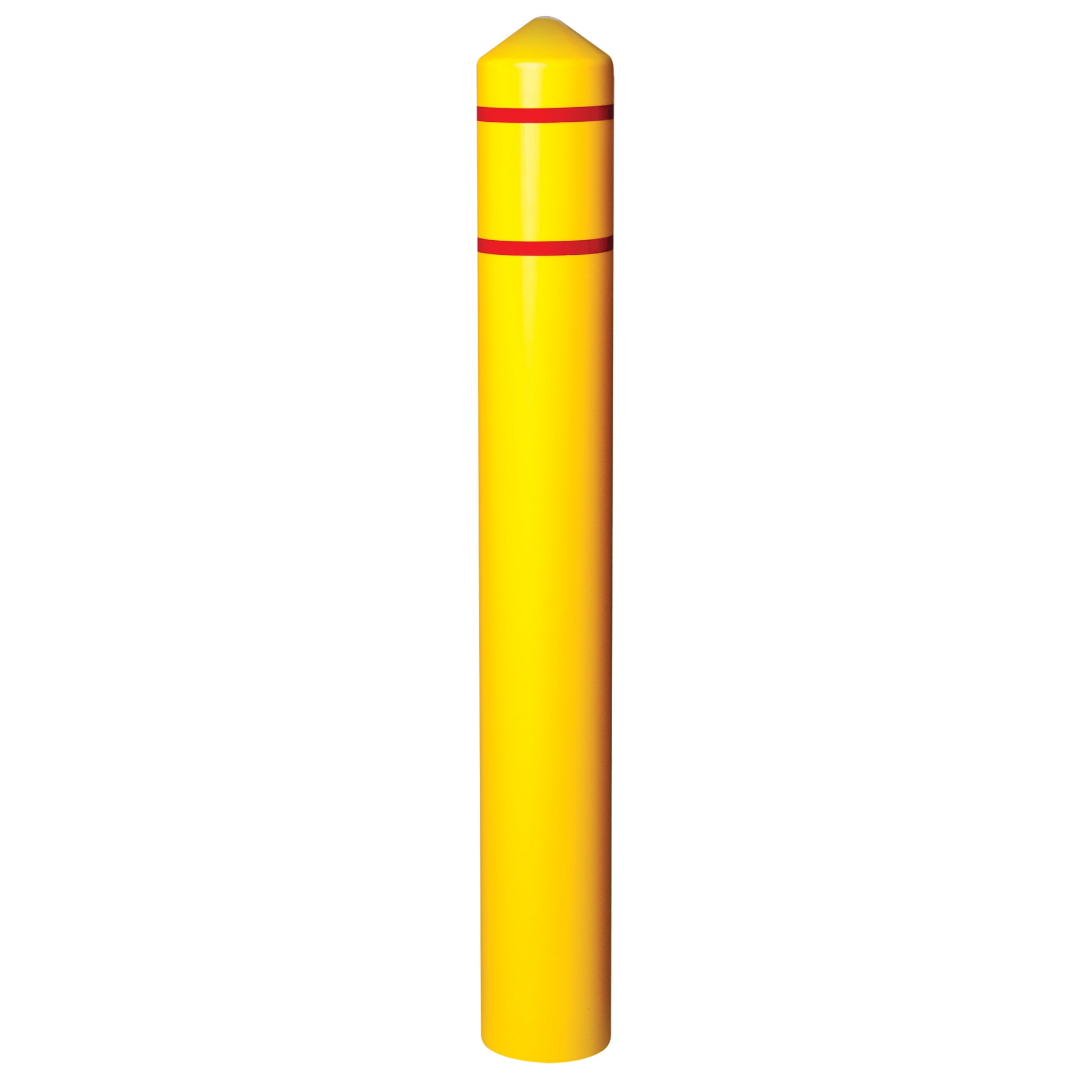 Smooth Bollard Cover With Reflective Stripes, 6" Dia. x 56" L, Yellow