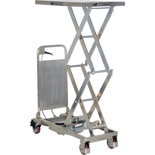 Manual Hydraulic Scissor Lift Table, 27-1/2" L x 17-3/4" W, Partial Stainless Steel, 220 lbs. Capacity