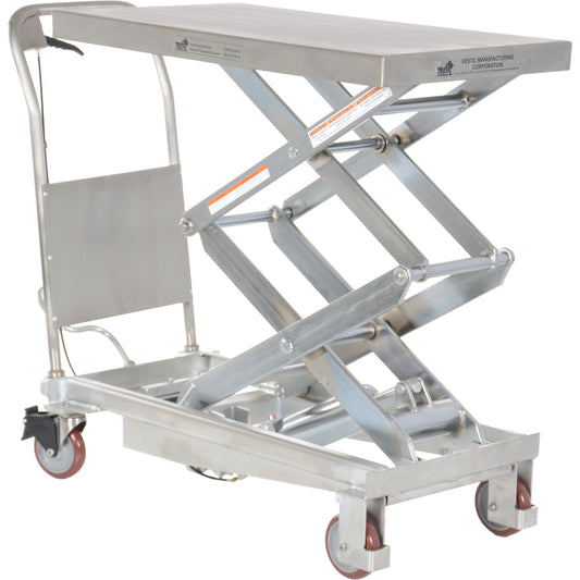 Manual Hydraulic Scissor Lift Table, 35-1/2" L x 20" W, Partial Stainless Steel, 800 lbs. Capacity