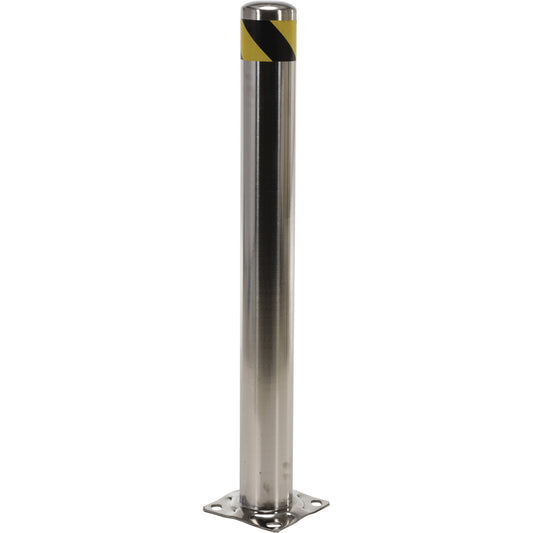 Safety Bollard, Stainless Steel, 42" H x 8" W, Silver