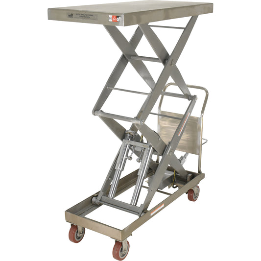 Manual Hydraulic Scissor Lift Table, 47-1/2" L x 24" W, Partial Stainless Steel, 1500 lbs. Capacity