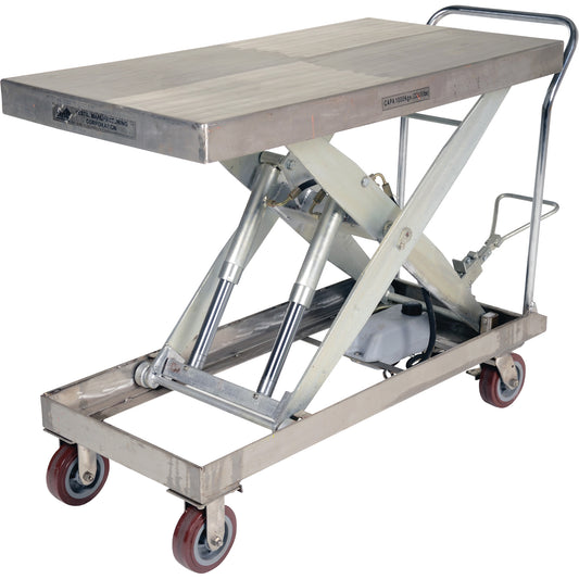 Manual Hydraulic Scissor Lift Table, 47" L x 24" W, Partial Stainless Steel, 2000 lbs. Capacity