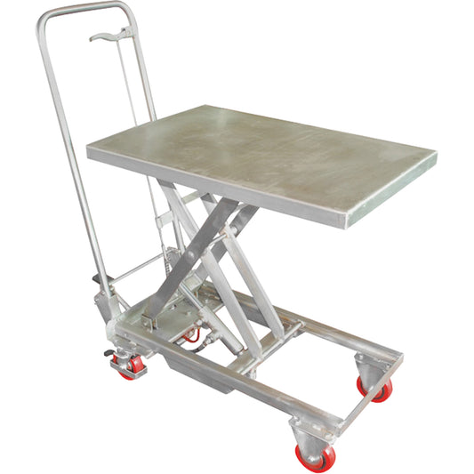 Manual Hydraulic Scissor Lift Table, 27-1/2" L x 17-3/4" W, Stainless Steel, 200 lbs. Capacity