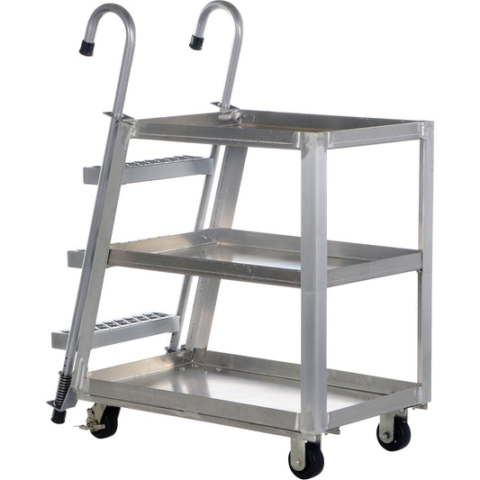 Stockpicker Truck, Aluminum, 21-7/8" W x 40" D, 3 Shelves, 660 lbs. Capacity