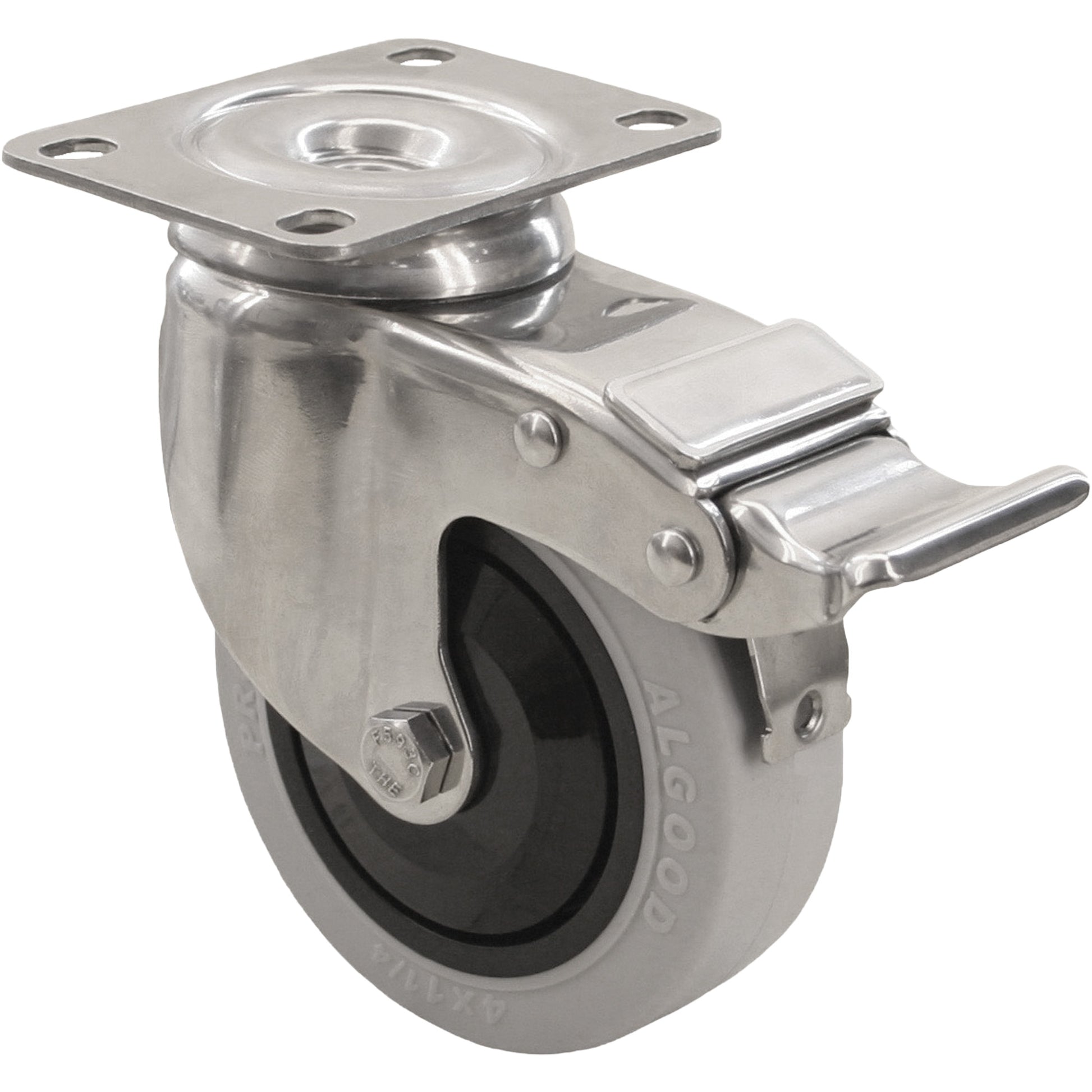 2309 Caster with Double Locking Brake, Swivel with Brake, 5" (127 mm), Envirothane™ Grey, 350 lbs. (158.8 kg.)