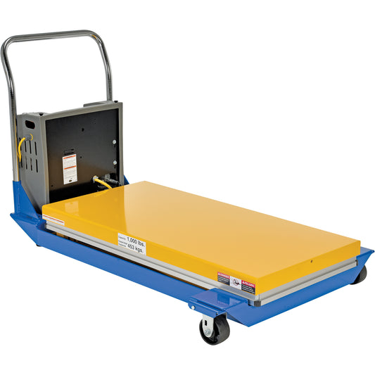 DC Powered & Manual Scissor Lift Table, Steel, 48" L x 24" W, 1000 lbs. Capacity