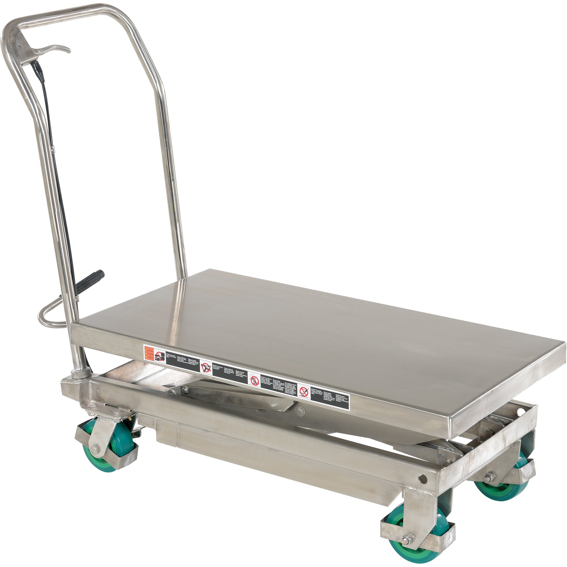 Manual Hydraulic Scissor Lift Table, 36-1/4" L x 19-3/8" W, Stainless Steel, 600 lbs. Capacity
