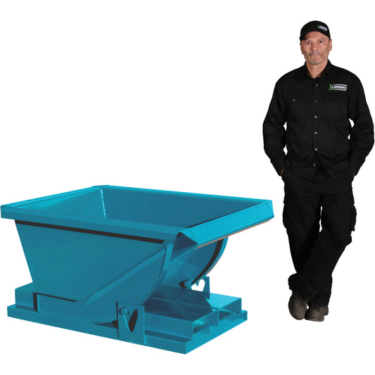 Extra Heavy-Duty Self-Dumping Hopper, Steel, 1/4 cu.yd., Blue