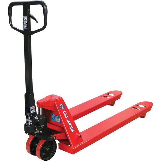 Pallet Truck with Polyurethane Wheels, Steel, 48" L x 27" W, 5500 lbs. Capacity