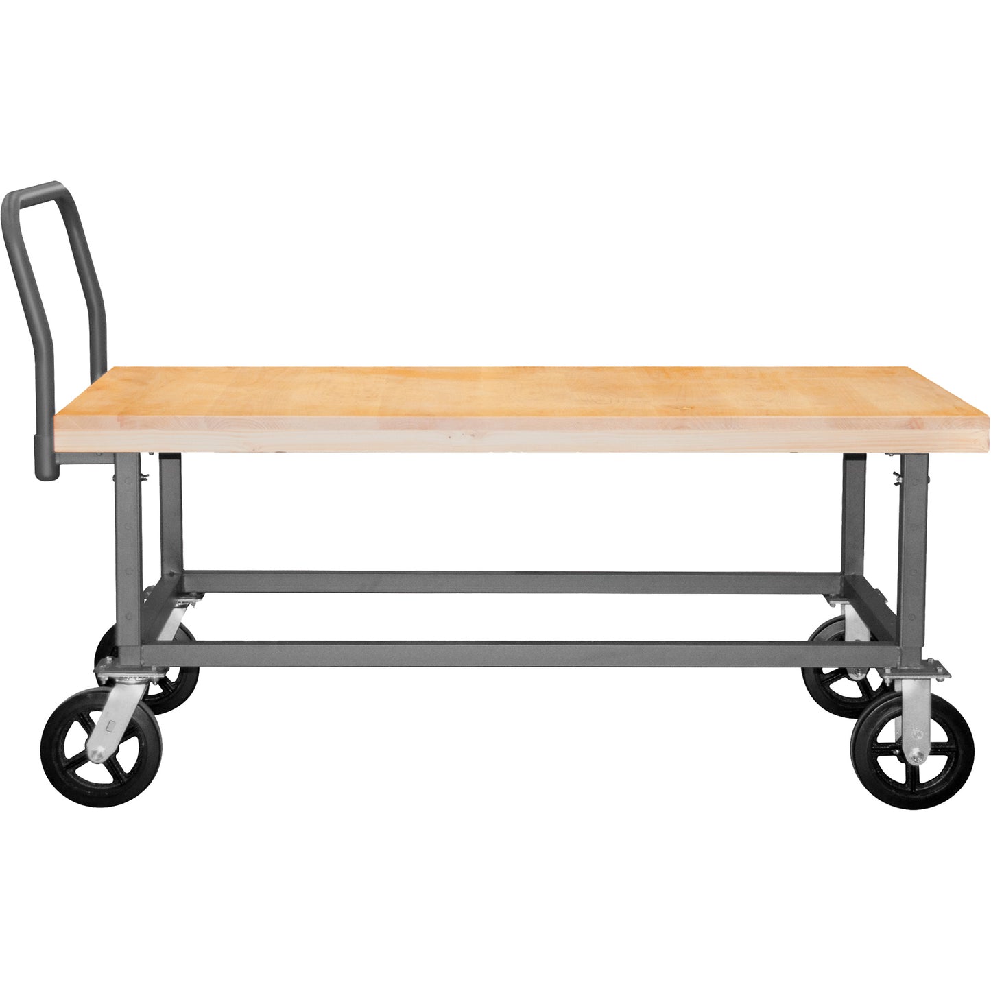 Adjustable Wood Deck Platform Truck, 48" L x 24" W, 1800 lbs. Capacity, Mold-on Rubber Casters