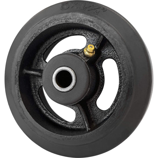 Mold-On Rubber Wheel, 5'' (127 mm) Dia. x 1-1/2" (38 mm) W, 400 lbs. (181 kg.) Capacity