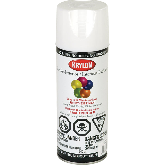 Acryli-Quik™ Acrylic Lacquer, White, Semi-Gloss, 12 oz., Aerosol Can