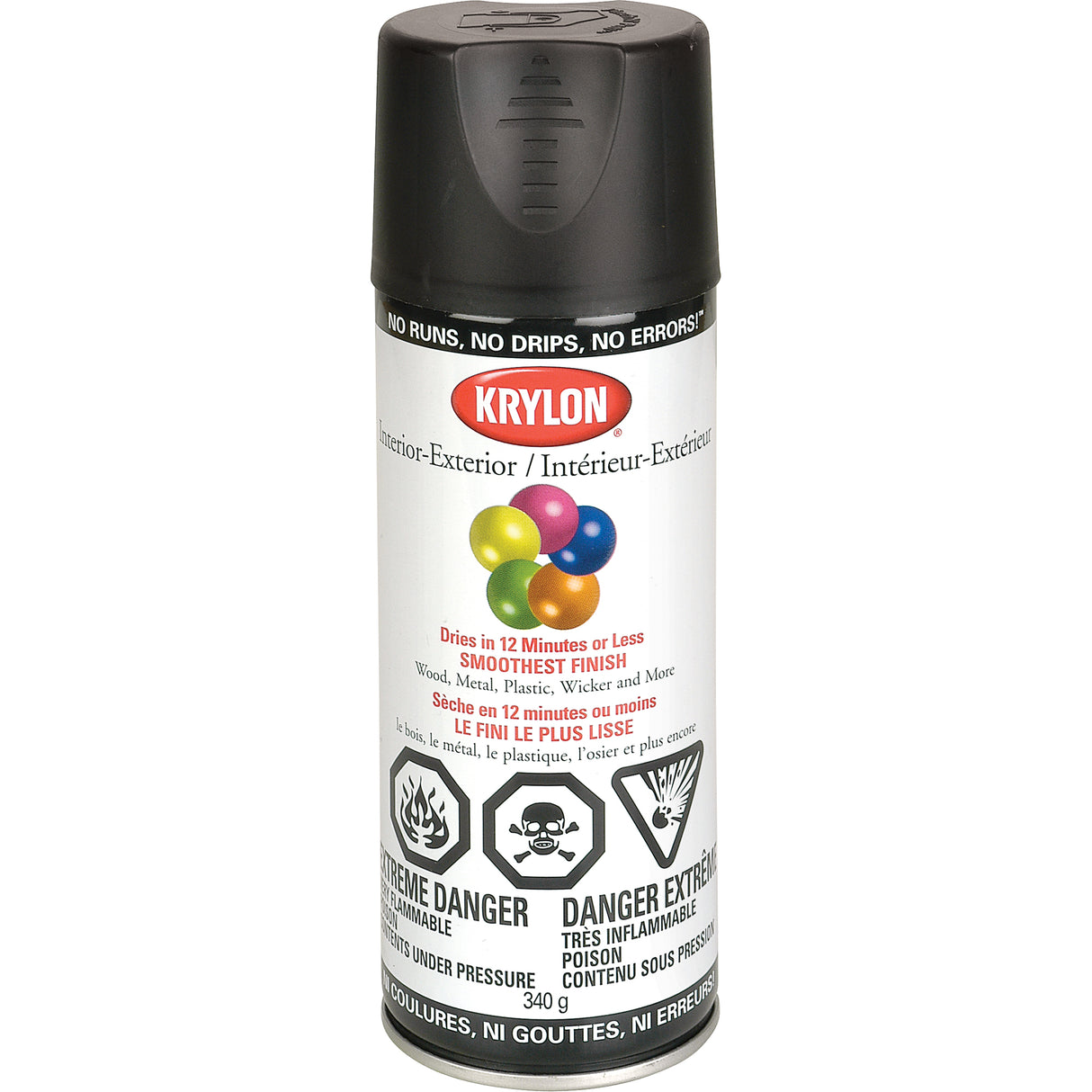 Acryli-Quik™ Acrylic Lacquer, Black, Semi-Flat, 12 oz., Aerosol Can