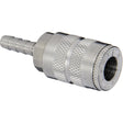 Pneumatic Manual Standard Hose Barb Coupler, Steel, Type F, 1/4", 500 psi