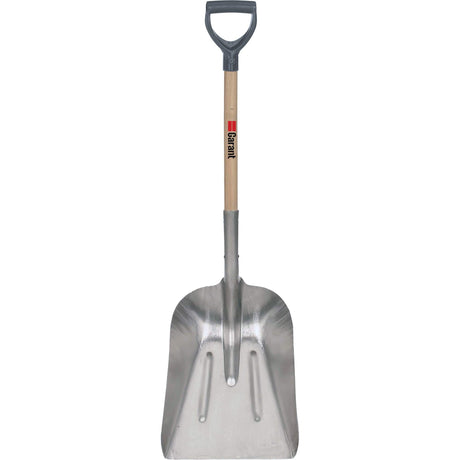 #8 Grain Scoop Shovel, Wood, Aluminum Blade, D-Grip Handle, 29" Length