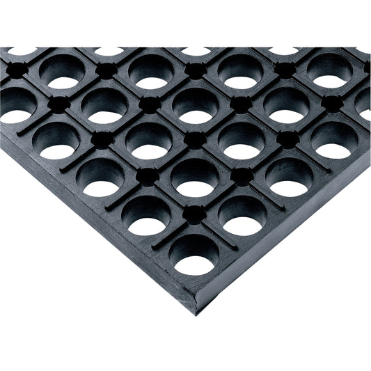 Wearwell WorkSafe® No. 477 Mats, Slotted, 2' x 3' x 7/8", Black, Natural Rubber