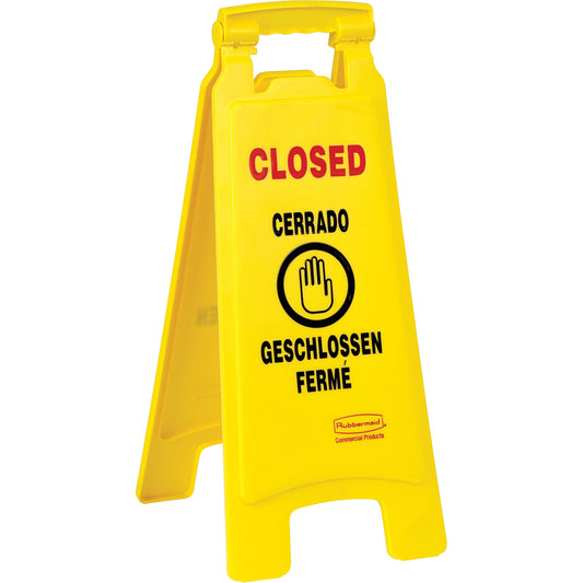 Rubbermaid Closed Safety Signs, Quadrilingual with Pictogram