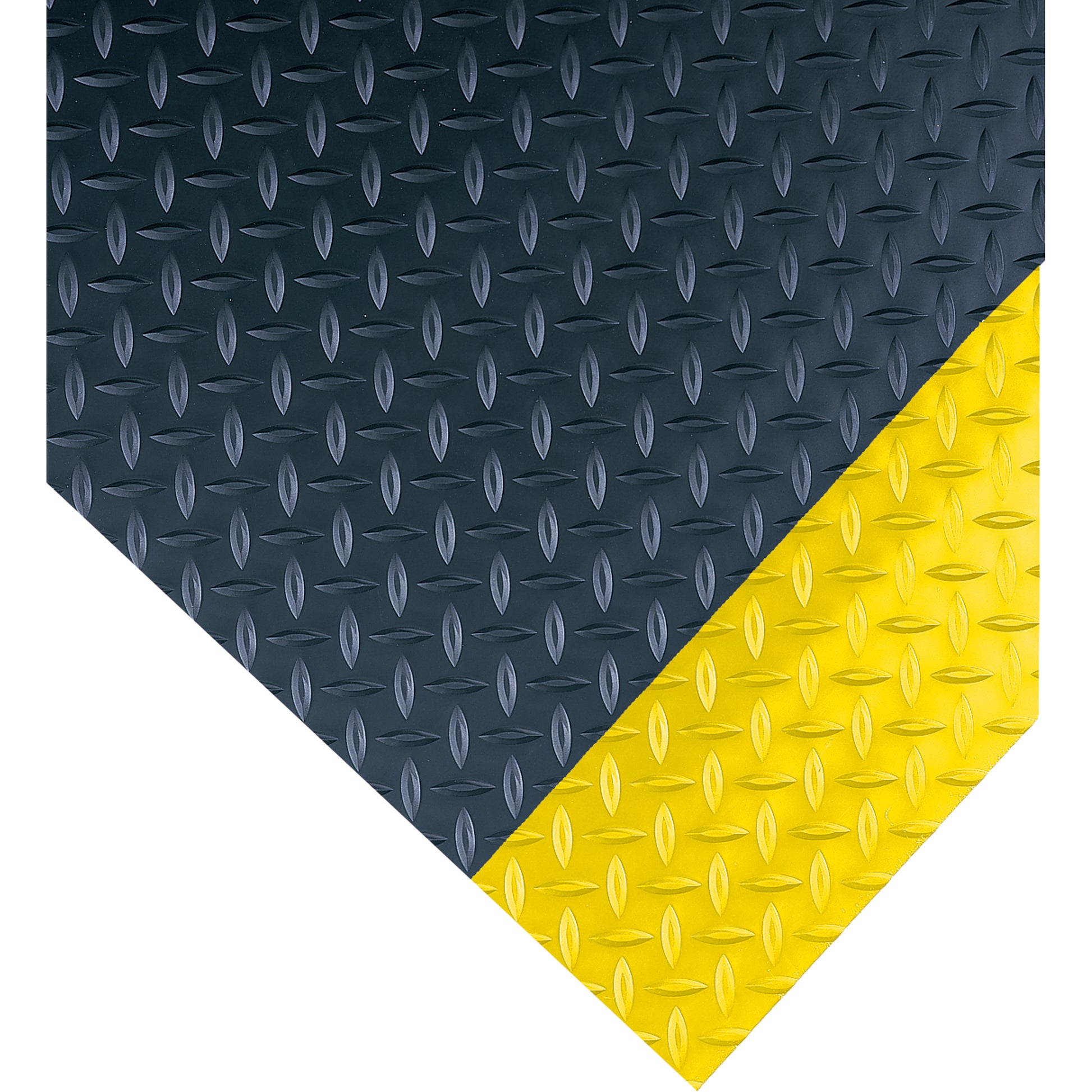 Wearwell No. 385 Mats, Diamond, 2' x 75' x 3/16", Black/Yellow, PVC
