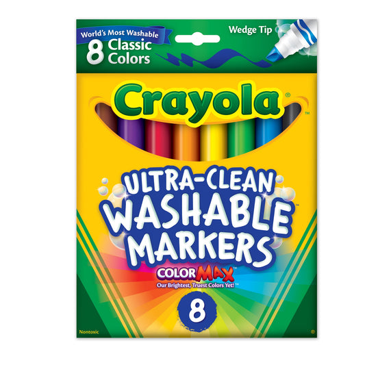 Crayola Ultra-Clean Washable Wedge Tip Markers, 8 Count (Case of 24)