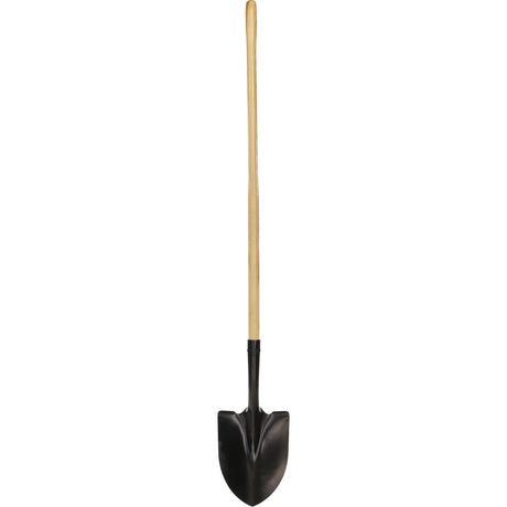 Round Point Shovel, Tempered Steel Blade, Wood, Straight Handle