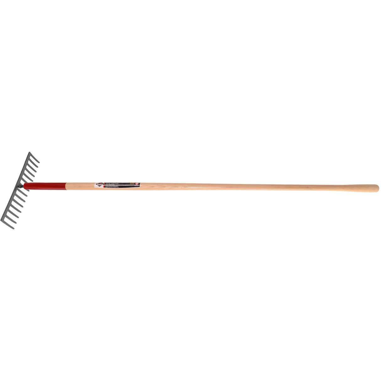 Level Rake, Wood Handle, 14-3/4" W, Tempered Steel Blade, 16 Tines
