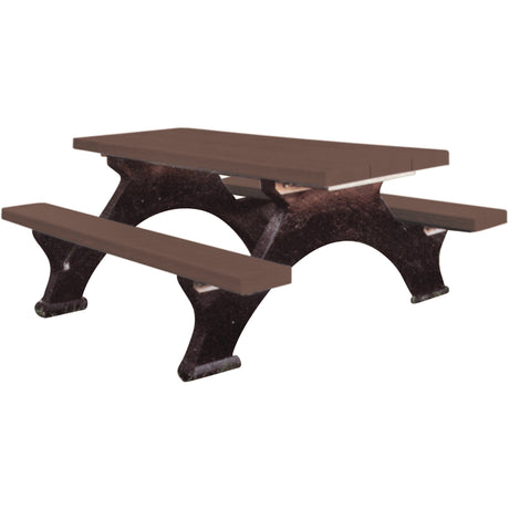 Recycled Plastic Picnic Tables, 8' L x 62-1/4" W, Brown