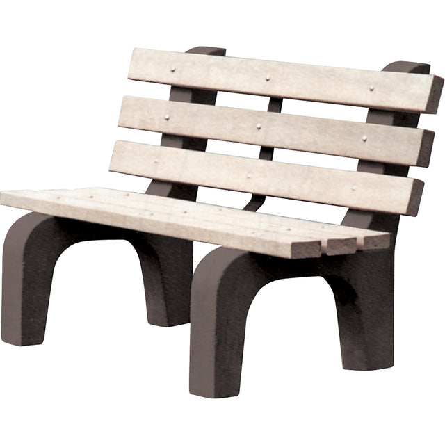Park Benches, Recycled Plastic, 48" L x 25" W x 31" H, Grey