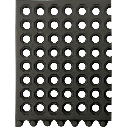 Wearwell 24/Seven® Matting, Rubber, 3' W x 3' L, 5/8" Thick, Black