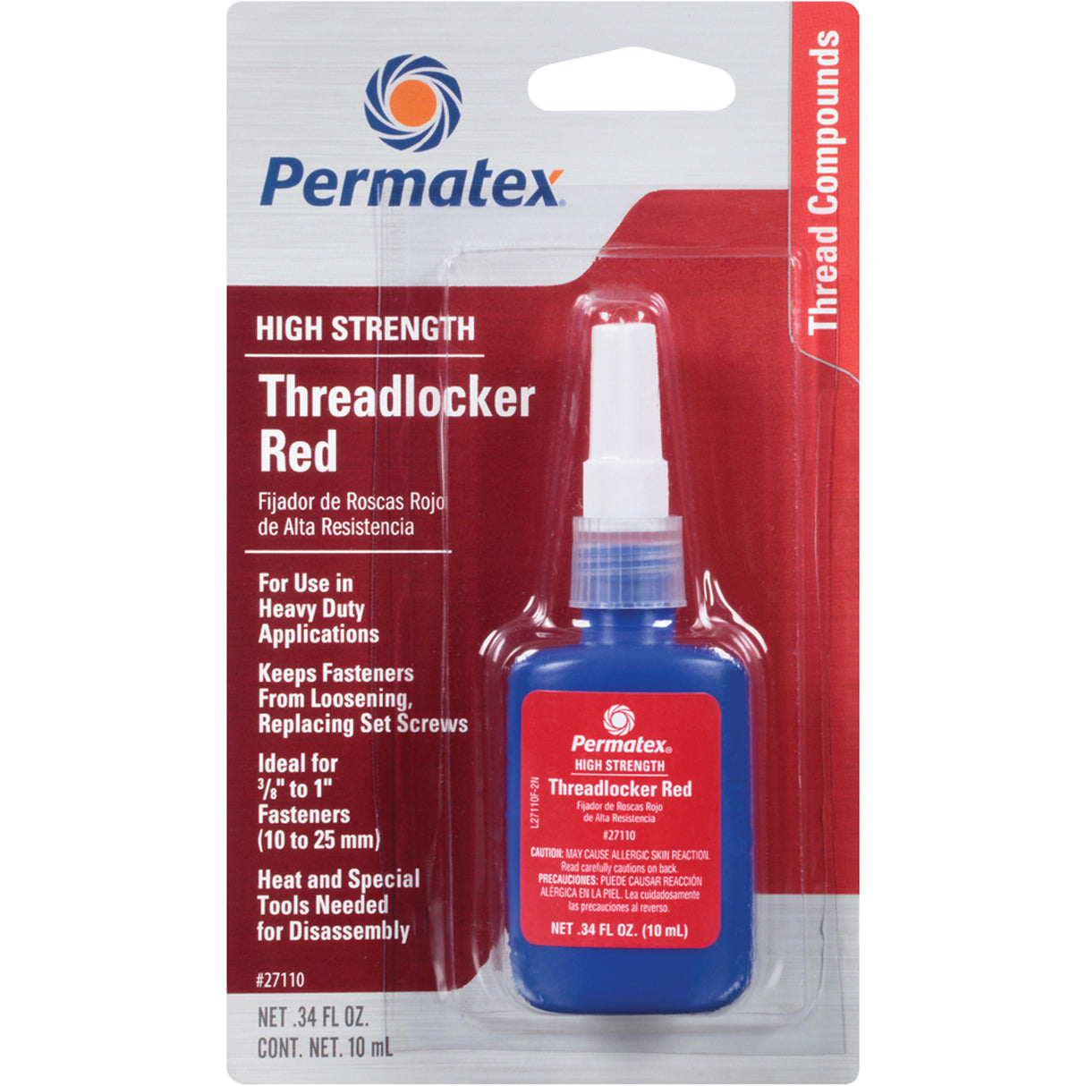 Low Viscosity Threadlocker, Red, High, 10 ml, Bottle