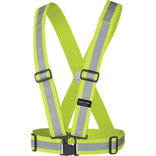 Pioneer 5592 Elastic Safety Harness, High Visibility Lime-Yellow, Silver Reflective Colour, One Size