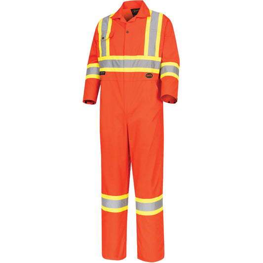 Pioneer 5514 High-Visibility Safety Coveralls, 44, High Visibility Orange