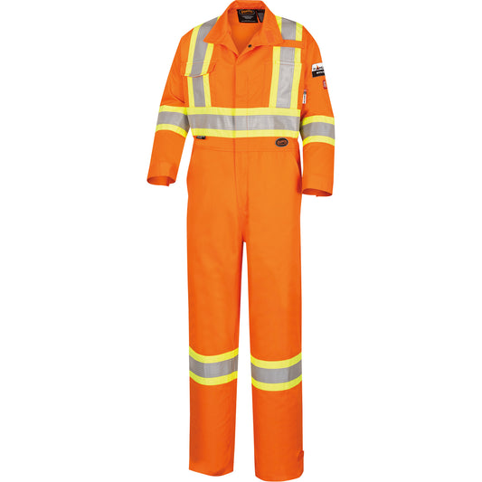 Pioneer 5555T High-Visibility Flame-Resistant Coveralls, Size 54, High Visibility Orange, 9.5 cal/cm²