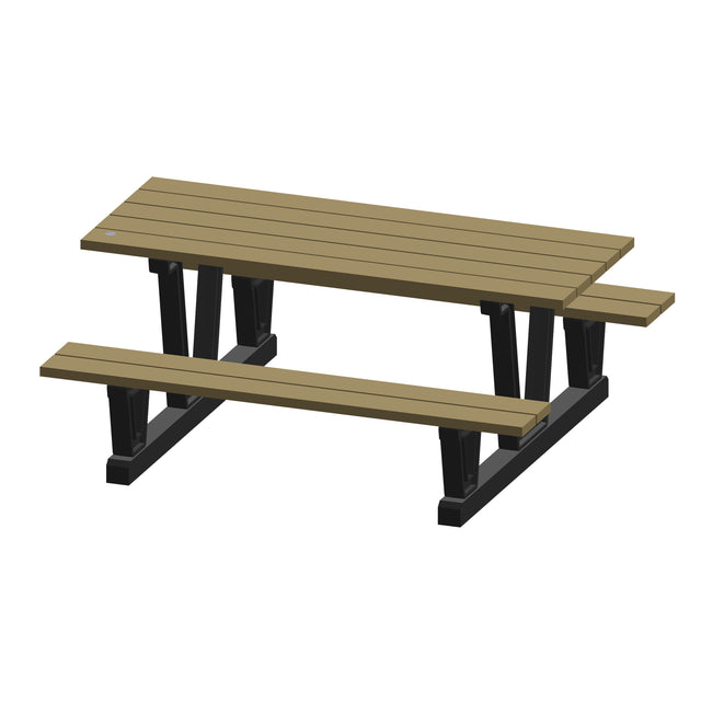 Recycled Plastic Outdoor Picnic Tables, 72" L x 60-5/16" W, Sand