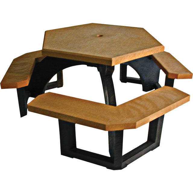 Recycled Plastic Hexagon Picnic Tables, 78" L x 78" W, Cedar