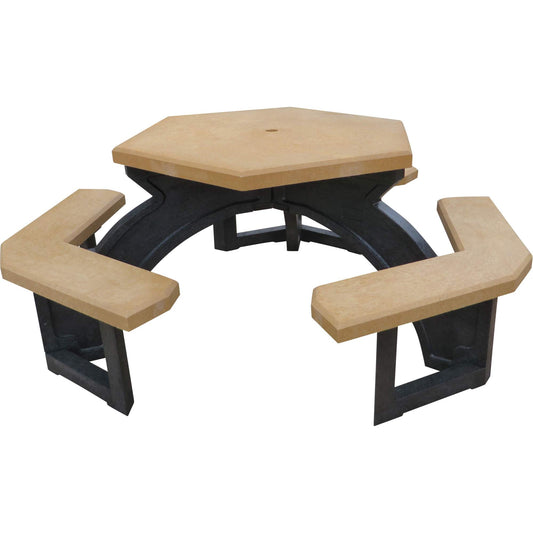 Recycled Plastic Hexagon Picnic Tables, 78" L x 78" W, Cedar