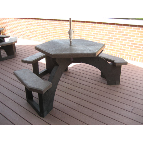Recycled Plastic Hexagon Picnic Tables, 78" L x 78" W, Brown
