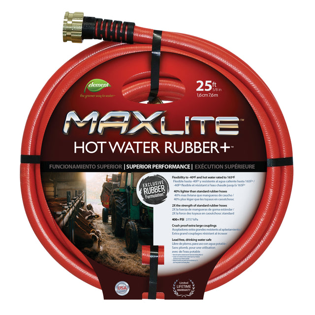 Hot Water Hose, Rubber, 5/8" dia. x 25' L