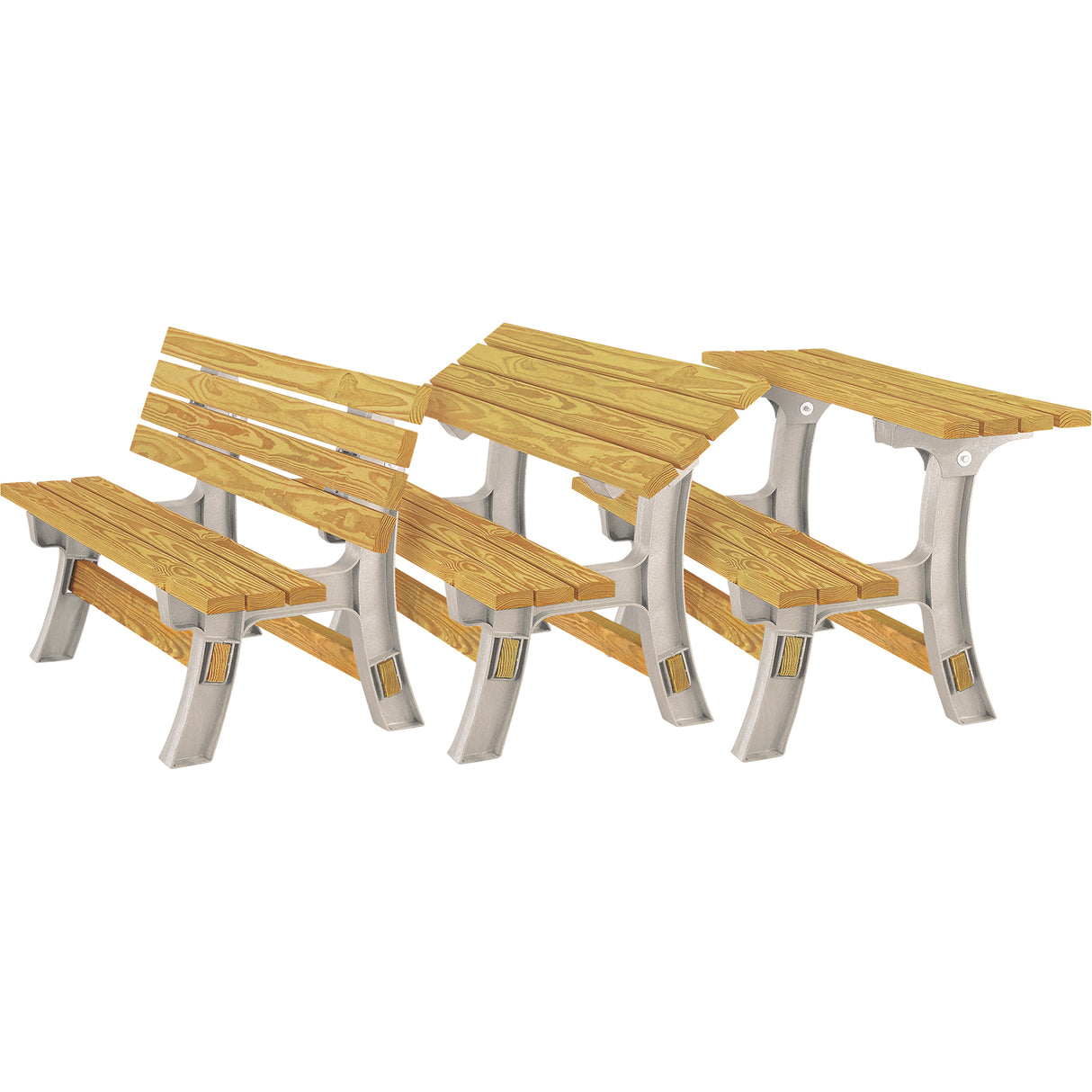 Basics® Flip Top Park Bench / Table, Plastic, 96" L x 26" W x 34" H, Sand