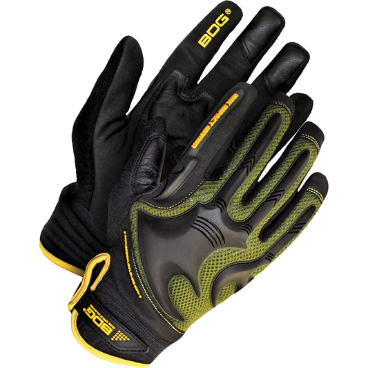 Bob Dale Gloves X-Site™ Mechanics Gloves with Padded Palm, Large, Synthetic Palm, Hook & Loop Cuff