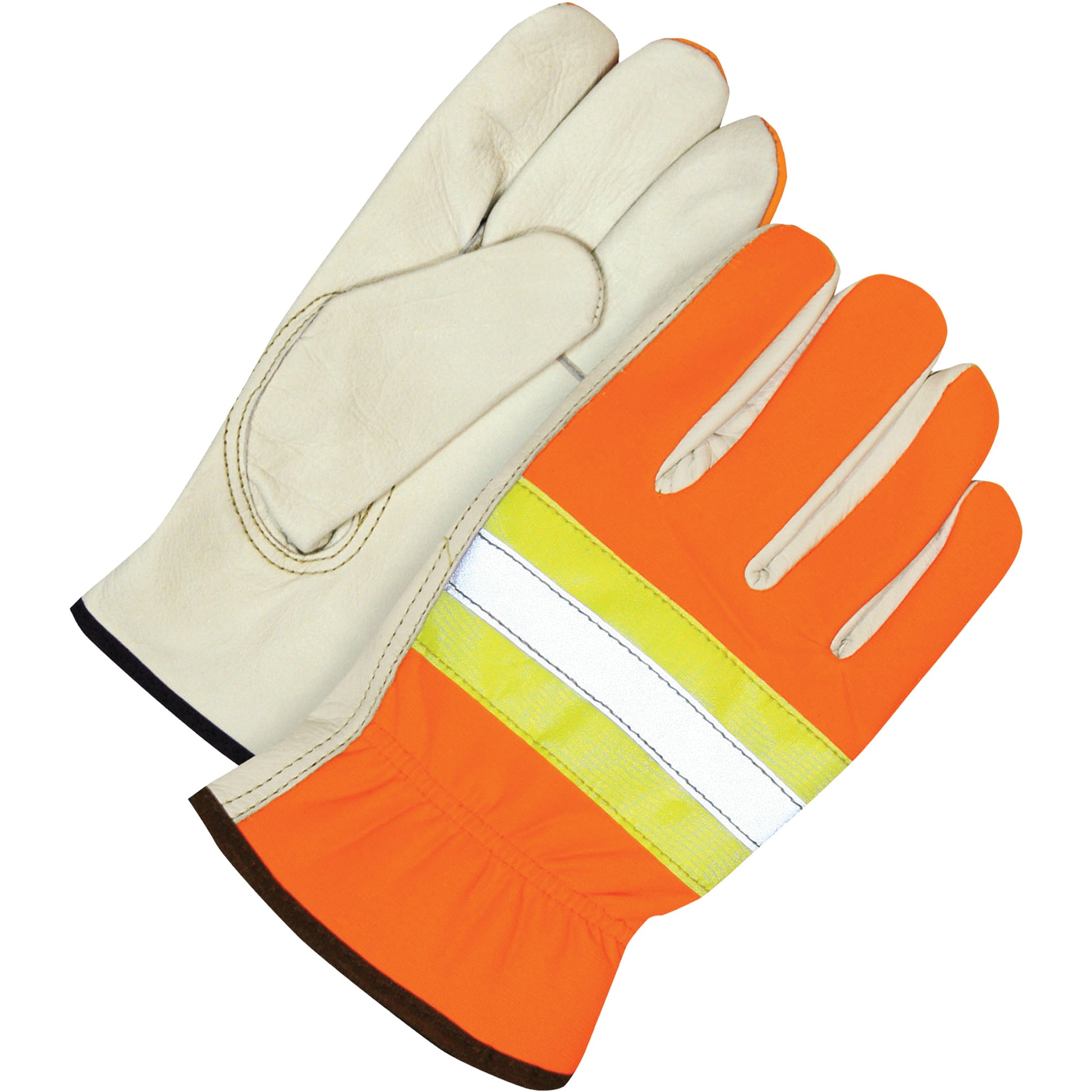 Bob Dale Gloves Classic High Visibility Driver Gloves, Medium, Grain Cowhide Palm