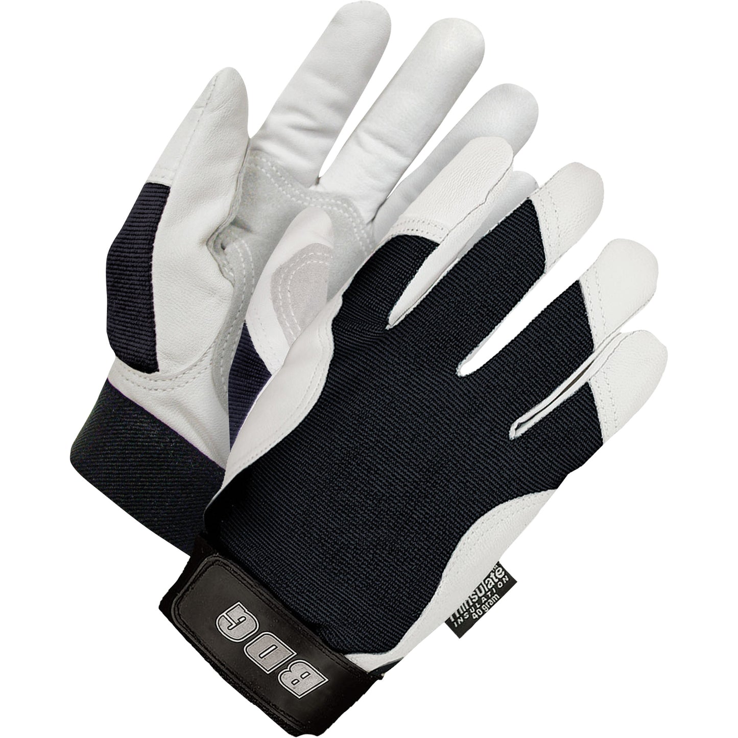 Bob Dale Gloves Mechanic's Gloves with Patch Palm, Grain Goatskin Palm, Size Large