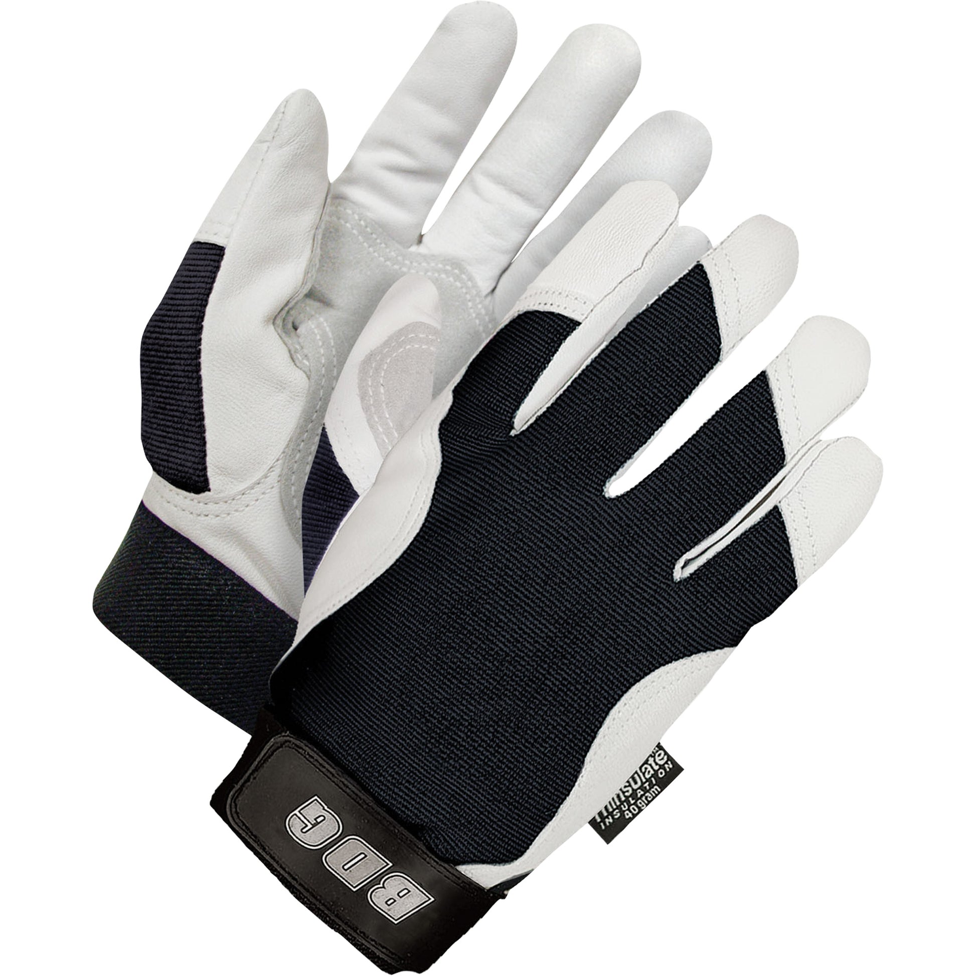 Bob Dale Gloves Mechanic's Gloves with Patch Palm, Grain Goatskin Palm, Size Large