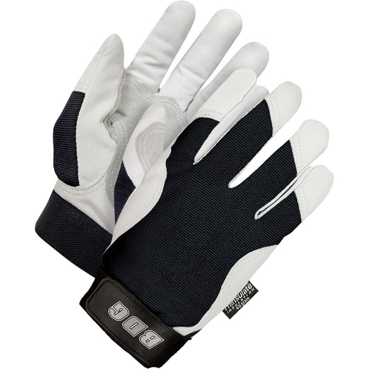 Bob Dale Gloves Mechanic's Gloves with Patch Palm, Grain Goatskin Palm, Size Large