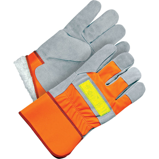 Bob Dale Gloves Classic High-Visibility Fitter Gloves, One Size, Split Cowhide Palm, Acrylic-Pile Inner Lining