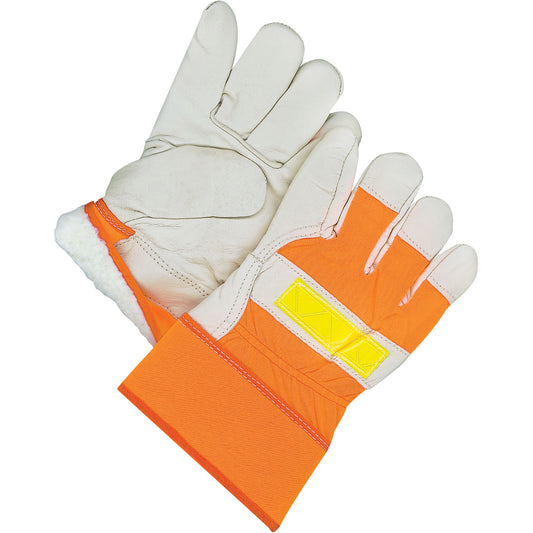 Bob Dale Gloves Classic High-Visibility Fitter Gloves, One Size, Grain Cowhide Palm, Acrylic-Pile Inner Lining