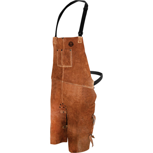 Bob Dale Gloves Leather Welding Apron, Split-Leg Bib, 36" L, Brown
