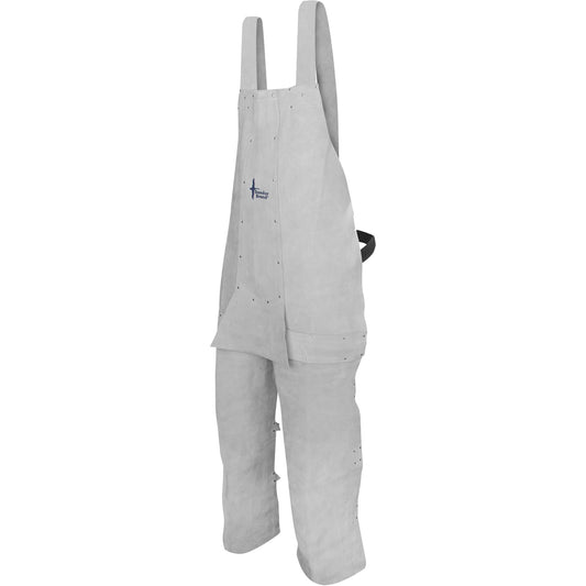 Bob Dale Gloves Leather Welding Apron, Split-Leg Bib, Pearl Grey
